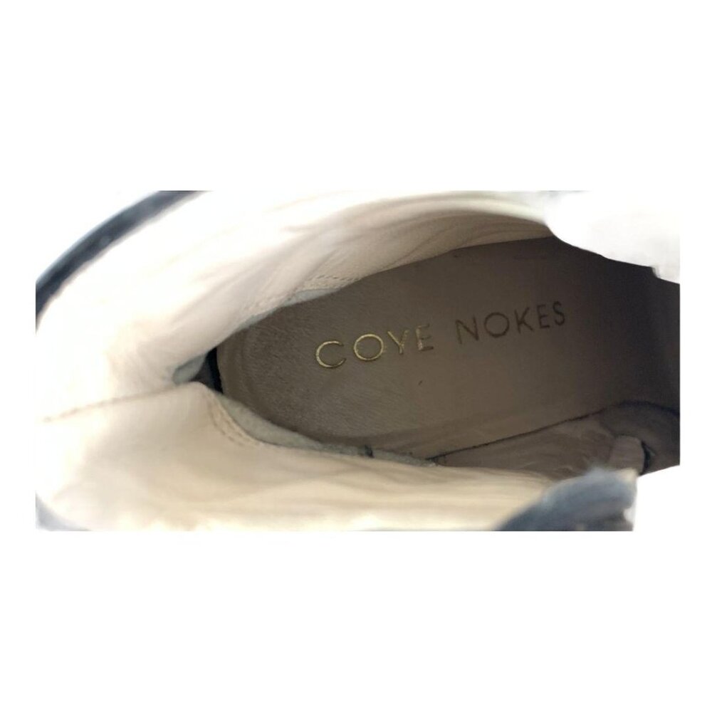 🟣🟣🟣 COYE NOKES Womens Size 37/7 Black Leather Ankle Laced Cap Toe Zip Boots - Picture 4 of 9
